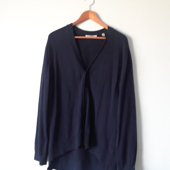 Vince Navy Blue Cotton Cardigan XL - Picture 2 of 5